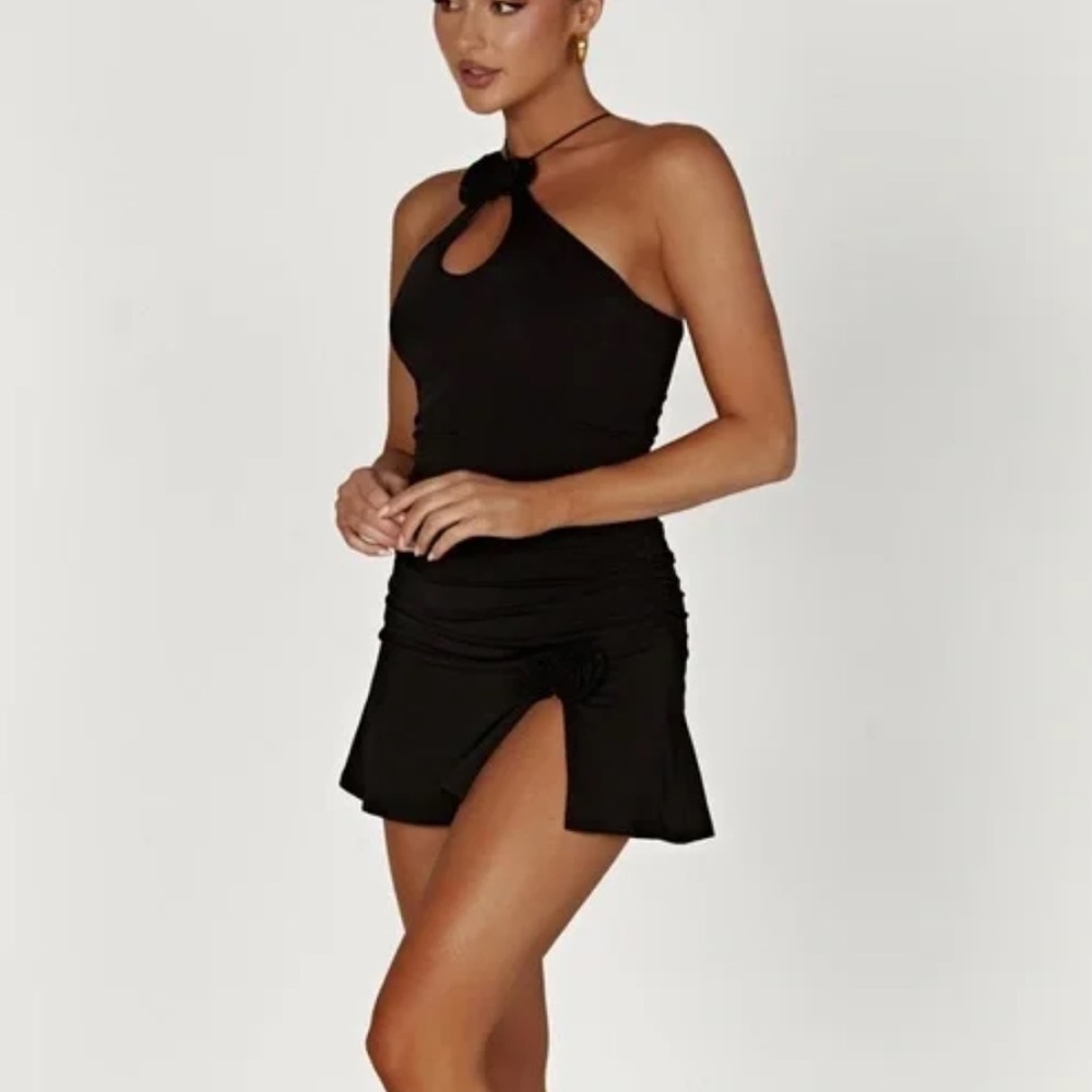 NEW Meshki Black Mini Halter Dress